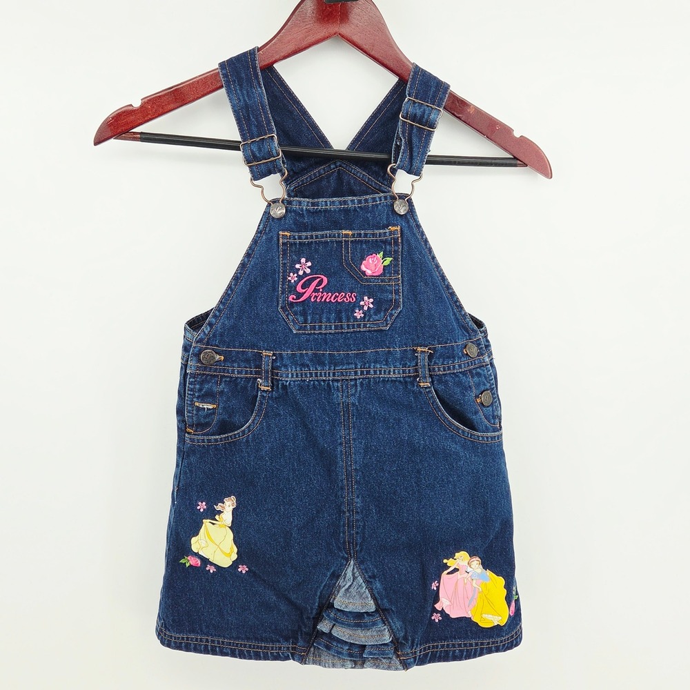 Disney Toddler Girls 5T Denim‎ Overall Princess Dress Vintage Y2K Belle Aurora